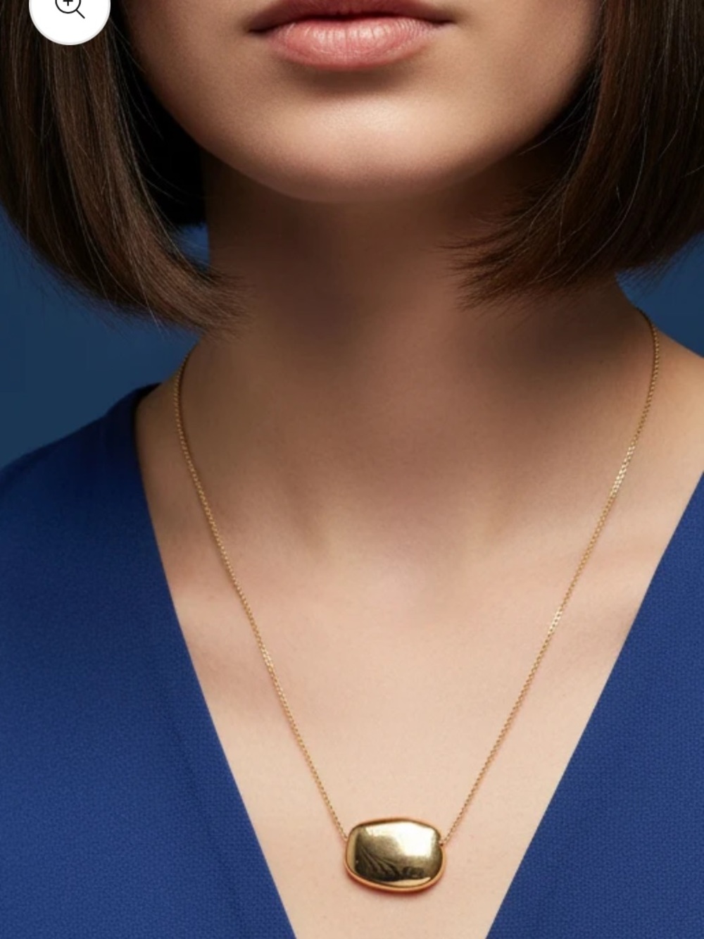 High-Polish Gold Oval Pendant Necklace